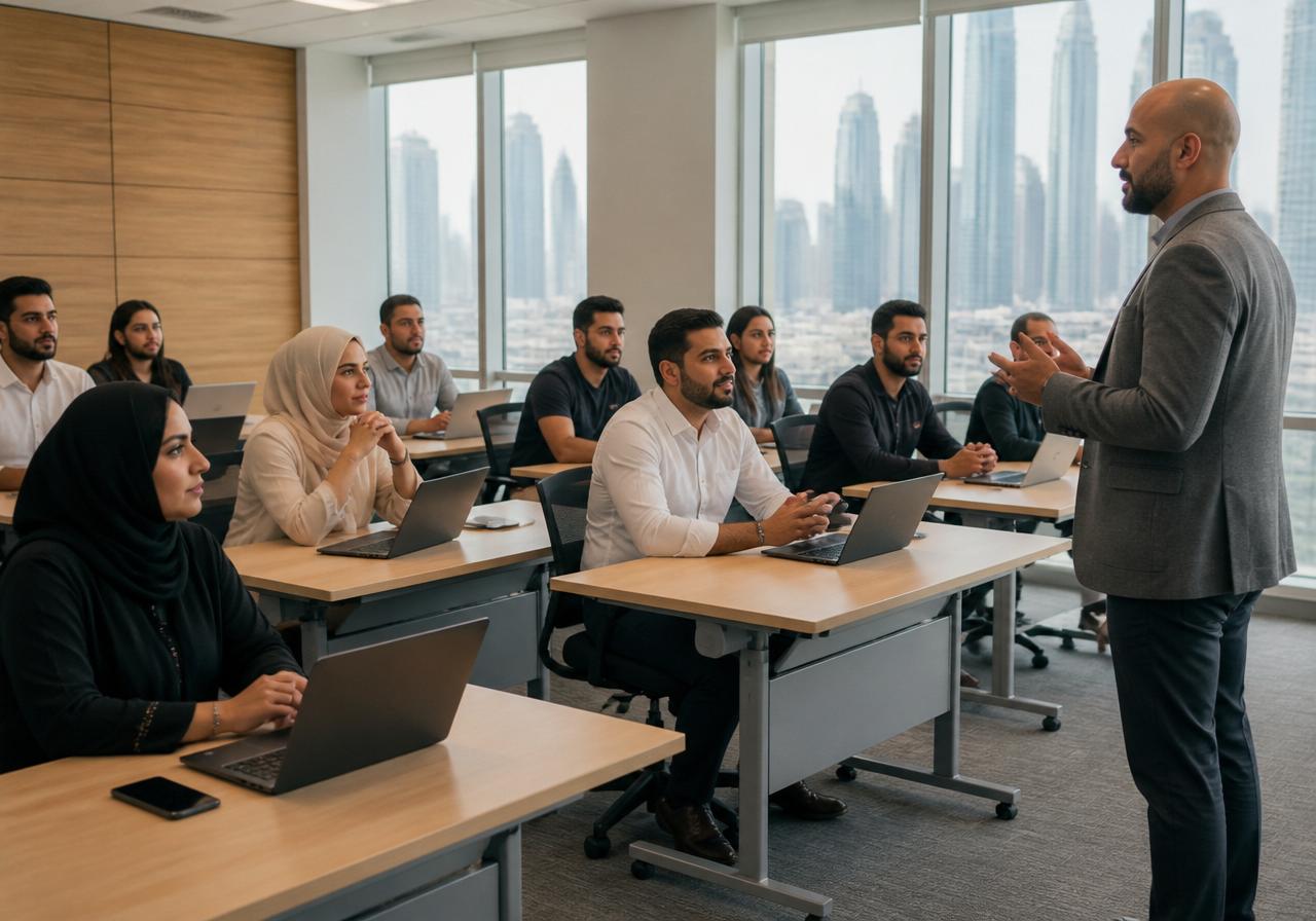 Business setup in DKP Dubai — modern professional training classroom for corporate learning